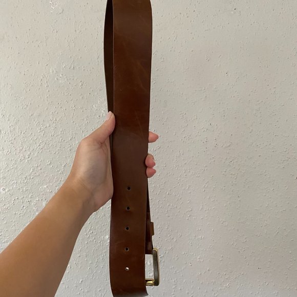 Vintage Michael Kors Brown Leather Thick Belt Gold Hardware XS - Picture 3 of 6